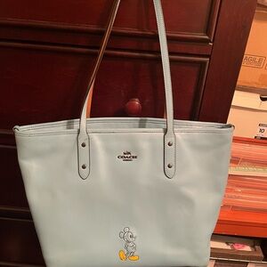 Coach Blue Shoulder Bag with Cartoon Design